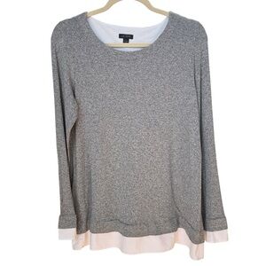J. Jill Wearever Collection Long Sleeve Gray Flowy Loose Fit Top Shirt. Medium.
